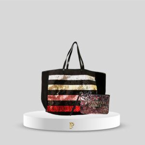 Bolso de mano lentejuelas con diseño de rayas de Victoria's Secret
