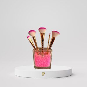 Organizador de Brochas en Cristal + 6 Brochas de Lujo